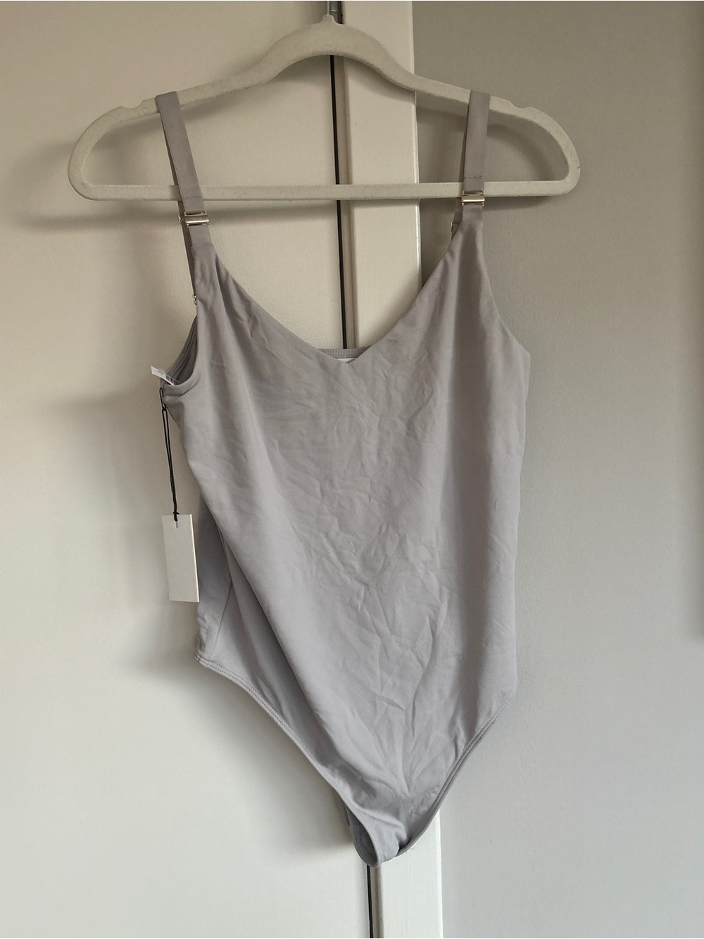 Aritzia Babaton Light Gray V-Neck Seamless Bodysuit